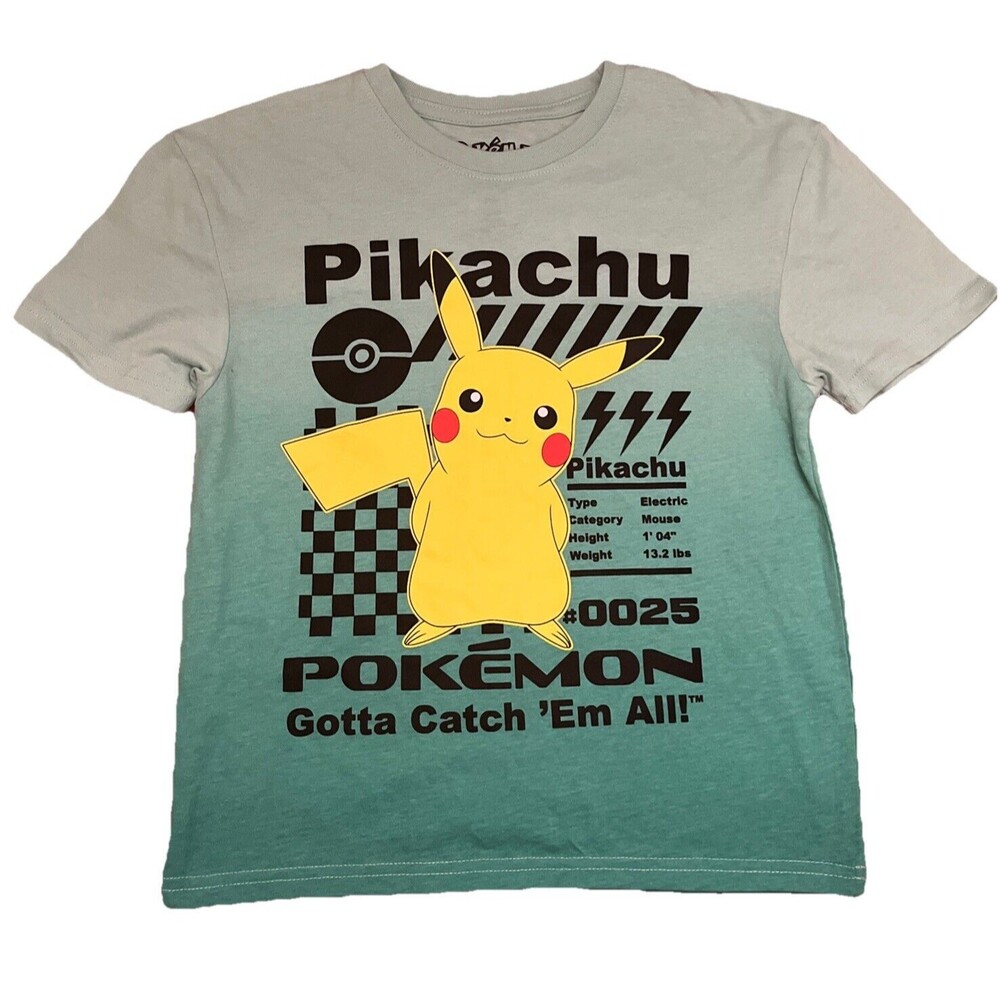 Hybrid Apparel Pokémon T-Shirt Pikachu Stats Tee Shirt - Green, Kids XS (4/5)